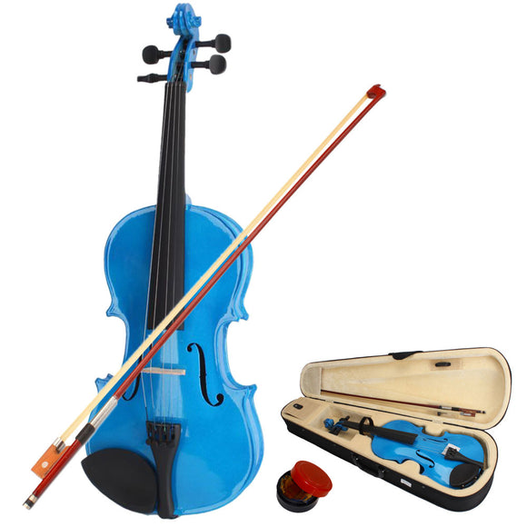 New 4/4 Acoustic Violin Case Bow Rosin Dark Blue