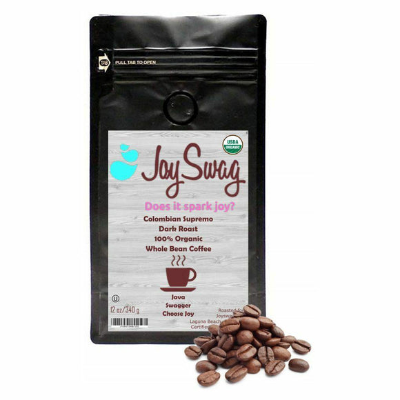 Hand-Crafted Dark Roast Premium Colombian Supremo Micro-Roast Kosher Organic Whole Bean Coffee -12oz