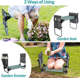 Garden Kneeler and Seat Stool Garden Folding Bench with 2 Tool Pouches & EVA Foam Kneeling Pad,  Brown/Purple/Green