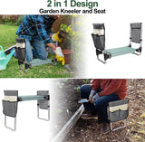 Widen Garden Kneeler and Seat Bench Folding Garden Workseat with EVA Foam Kneeling Pad and Dual Pouch