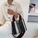 Canvas Stripe Tote Bag Vintage Shoulder Crossbody Bags Large Small Size Versatile Handbags Shopping Storage Handbag