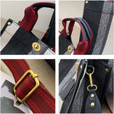 Canvas Stripe Tote Bag Vintage Shoulder Crossbody Bags Large Small Size Versatile Handbags Shopping Storage Handbag