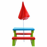 Kids Picnic Folding Table and Bench Set with Umbrella