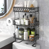 Stacking Shower  Shelf Toilet Rack 3 Layer Bathroom Organizer Metal Storage Shelfl Black