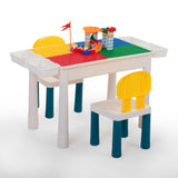 Multifunctional Rectangular Building Block Table - Red and Blue (with DIY Blocks)