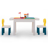 Multifunctional Rectangular Building Block Table - Red and Blue (with DIY Blocks)