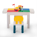 Multifunctional Rectangular Building Block Table - Red and Blue (with DIY Blocks)