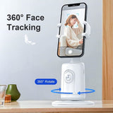 Auto Face Tracking Tripod - 360° Rotation Auto Tracking Phone Holder, No App, Phone Camera Mount with Remote and Gesture Control, Rechargeable Smart Shooting Holder for Video Recording