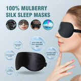 Lacette 100% Mulberry Silk Eye Mask for Men Women, Block Out Light Sleep Mask & Blindfold, Soft & Smooth Sleep Mask, No Pressure for A Full Night's Sleep, Black