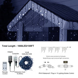 105ft Outdoor Christmas Decoration Lights,1000 LED 8 Modes Curtain Fairy Lights with 50 Drops,