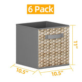 6 Pack Fabric Storage Cubes with Handle, Foldable 11 Inch Cube Storage Bins, Storage Baskets for Shelves, Storage Boxes for Organizing Closet Bins