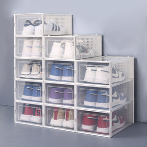 Set of 12 Stackable Clear Plastic Transparent Shoe Storage Box in Home