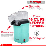 5 Core Hot Air Popcorn Popper Machine 1200W Electric Popcorn Kernel Corn Maker Bpa Free, 95% Popping Rate, 2 Minutes Fast, No Oil-Healthy Snack for Kids Adults, Home, Party, Gift POP