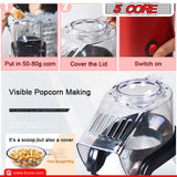 5 Core Hot Air Popcorn Popper Machine 1200W Electric Popcorn Kernel Corn Maker Bpa Free, 95% Popping Rate, 2 Minutes Fast, No Oil-Healthy Snack for Kids Adults, Home, Party, Gift POP