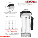 5 Core 2L Professional Countertop Blender For Kitchen 68 Oz 2000W High Speed BPA Free 6 Titanium Blade Smoothie Blender Electric For Soup Shake Juice Multi-Speed Manual JB 2000 M