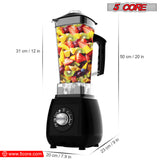 5 Core 2L Professional Countertop Blender For Kitchen 68 Oz 2000W High Speed BPA Free 6 Titanium Blade Smoothie Blender Electric For Soup Shake Juice Multi-Speed Manual JB 2000 M