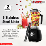 5 Core 2L Professional Countertop Blender For Kitchen 68 Oz 2000W High Speed BPA Free 6 Titanium Blade Smoothie Blender Electric For Soup Shake Juice Multi-Speed Manual JB 2000 M