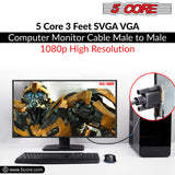 5 Core 3 Feet SVGA VGA Computer Monitor Cable Male to Male 1080p High Resolution - VGA 1001