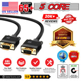 5 Core 3 Feet SVGA VGA Computer Monitor Cable Male to Male 1080p High Resolution - VGA 1001