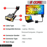 5 Core 3 Feet SVGA VGA Computer Monitor Cable Male to Male 1080p High Resolution - VGA 1001