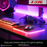 5 CORE Large RGB Gaming Mouse Pad Non-Slip Rubber Base, Waterproof 11.8 x 9.8 Inch LED Desk Mouse Mat Glowing 12 Modes Durable Stitched Edges, Great for Office and Gaming MP 300 RGB