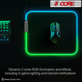 5 CORE Large RGB Gaming Mouse Pad Non-Slip Rubber Base, Waterproof 11.8 x 9.8 Inch LED Desk Mouse Mat Glowing 12 Modes Durable Stitched Edges, Great for Office and Gaming MP 300 RGB