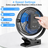 10000mAh Rechargeable Portable Fan, 8-Inch Battery Operated Clip on Fan,