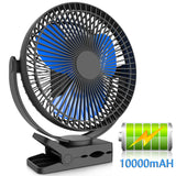 10000mAh Rechargeable Portable Fan, 8-Inch Battery Operated Clip on Fan,