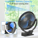 10000mAh Rechargeable Portable Fan, 8-Inch Battery Operated Clip on Fan,