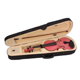 Full Size 4/4 Acoustic Violin Set,Beginner Violin Vintage Solid Wood Violin Starter Kit with Carrying Case,Bow and Rosin (Pink) RT