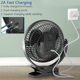 10000mAh Rechargeable Portable Fan, 8-Inch Battery Operated Clip on Fan,