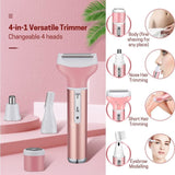 Electric Razor for Women, 4-in-1 Women's Body Hair Removal, Pubic Shaver Bikini Trimmer for Eyebrow Face Body Underarm, Portable Ladies Shaver, Women's Trimmer USB Rechargeable IPX7 Waterproof | Pink