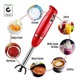 5 Core Handheld Blender, Electric Hand Blender 8-Speed 500W, Immersion Hand Held Blender Stick with Food Grade Stainless Steel Blades for Perfect Smoothies, Puree Baby Food & Soup - HB 1510 BLK/RED