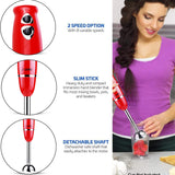 5 Core Handheld Blender, Electric Hand Blender 8-Speed 500W, Immersion Hand Held Blender Stick with Food Grade Stainless Steel Blades for Perfect Smoothies, Puree Baby Food & Soup - HB 1510 BLK/RED