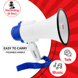 5 Core Megaphone Speaker • Battery Power 30W Bullhorn w Siren • Volume Adjustable Bull Horn • 800 Feet Range • Record Function • Mega Phone for Cheerleading Coaches Safety Drill- 8R