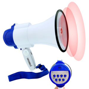 5 Core Megaphone Speaker • Battery Power 30W Bullhorn w Siren • Volume Adjustable Bull Horn • 800 Feet Range • Record Function • Mega Phone for Cheerleading Coaches Safety Drill- 8R