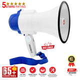 5 Core Megaphone Speaker • Battery Power 30W Bullhorn w Siren • Volume Adjustable Bull Horn • 800 Feet Range • Record Function • Mega Phone for Cheerleading Coaches Safety Drill- 8R