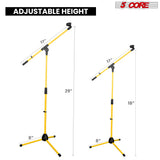 5 Core Mic Stand Collapsible Height Adjustable Up to 6ft Metal Microphone Tripod Stands w Boom Arm Para Microfono for Singing Karaoke Speech Stage Recording - MS 080 YLW