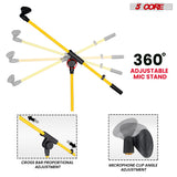 5 Core Mic Stand Collapsible Height Adjustable Up to 6ft Metal Microphone Tripod Stands w Boom Arm Para Microfono for Singing Karaoke Speech Stage Recording - MS 080 YLW