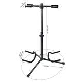 5 CORE Guitar Stand Black | Durable Double Guitar Stand with Neck Holder| Universal Floor Stand for Acoustic Electric Guitars, Bass, Banjos| Metal Folding Tripod Stand Holds 2 Guitars- GSH 2N1