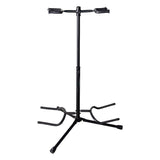 5 CORE Guitar Stand Black | Durable Double Guitar Stand with Neck Holder| Universal Floor Stand for Acoustic Electric Guitars, Bass, Banjos| Metal Folding Tripod Stand Holds 2 Guitars- GSH 2N1