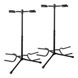 5 CORE Guitar Stand Black | Durable Double Guitar Stand with Neck Holder| Universal Floor Stand for Acoustic Electric Guitars, Bass, Banjos| Metal Folding Tripod Stand Holds 2 Guitars- GSH 2N1