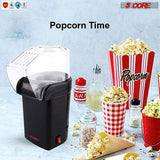 5 Core Hot Air Popcorn Popper Machine 1200W Electric Popcorn Kernel Corn Maker Bpa Free, 95% Popping Rate, 2 Minutes Fast, No Oil-Healthy Snack for Kids Adults, Home, Party, Gift POP