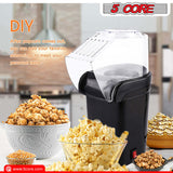 5 Core Hot Air Popcorn Popper Machine 1200W Electric Popcorn Kernel Corn Maker Bpa Free, 95% Popping Rate, 2 Minutes Fast, No Oil-Healthy Snack for Kids Adults, Home, Party, Gift POP