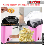 5 Core Hot Air Popcorn Popper Machine 1200W Electric Popcorn Kernel Corn Maker Bpa Free, 95% Popping Rate, 2 Minutes Fast, No Oil-Healthy Snack for Kids Adults, Home, Party, Gift POP