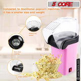 5 Core Hot Air Popcorn Popper Machine 1200W Electric Popcorn Kernel Corn Maker Bpa Free, 95% Popping Rate, 2 Minutes Fast, No Oil-Healthy Snack for Kids Adults, Home, Party, Gift POP