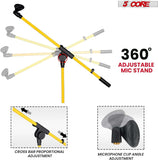 5 Core Mic Stand Collapsible Height Adjustable Up to 6ft Metal Microphone Tripod Stands w Boom Arm Para Microfono for Singing Karaoke Speech Stage Recording - MS 080 YLW