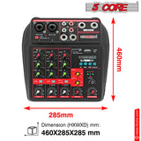 5 Core 4 Channel Compact Studio Mixer with Built-In Effects & USB Interface Bluetooth- Digital Mixer for Home Studio Recording, Podcast DJs and more MX 4CH