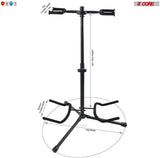 5 CORE Guitar Stand Black | Durable Double Guitar Stand with Neck Holder| Universal Floor Stand for Acoustic Electric Guitars, Bass, Banjos| Metal Folding Tripod Stand Holds 2 Guitars- GSH 2N1