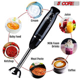 5 Core Handheld Blender, Electric Hand Blender 8-Speed 500W, Immersion Hand Held Blender Stick with Food Grade Stainless Steel Blades for Perfect Smoothies, Puree Baby Food & Soup - HB 1510 BLK/RED